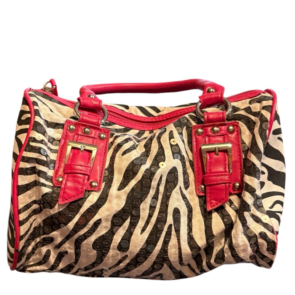 Chateau Zebra Print Satchel with Pink Details
